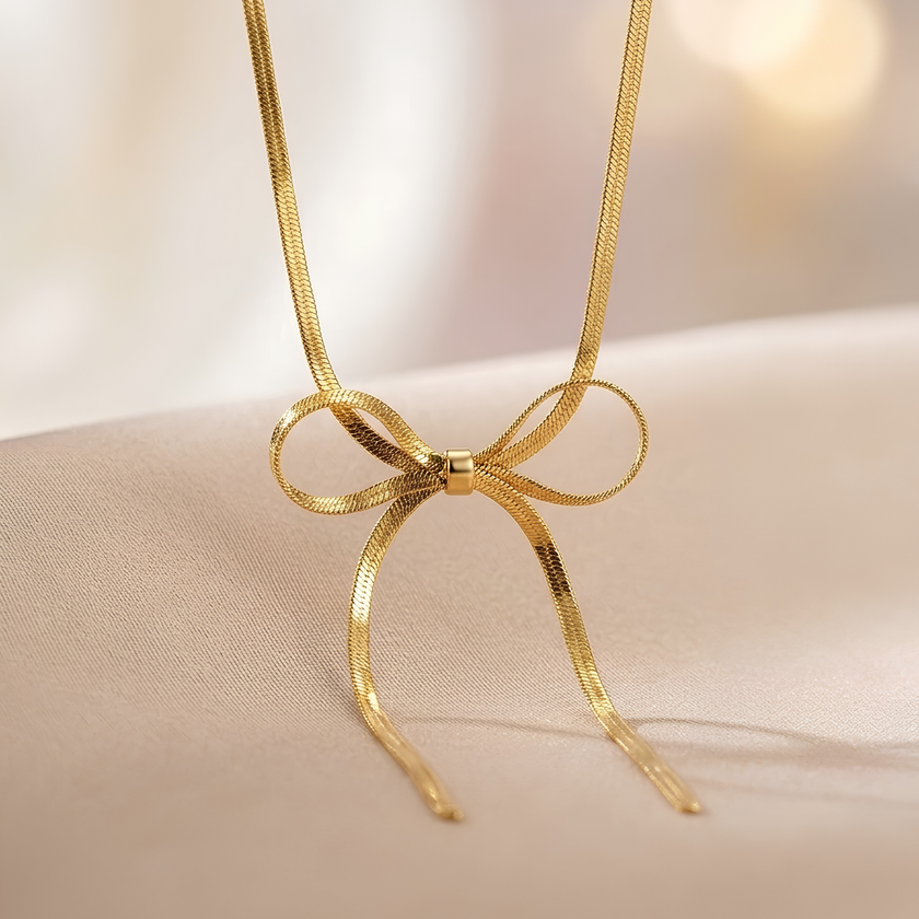 Ruban Bow Tassel Necklace