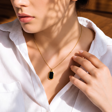 Onyx Tag Pendant Necklace