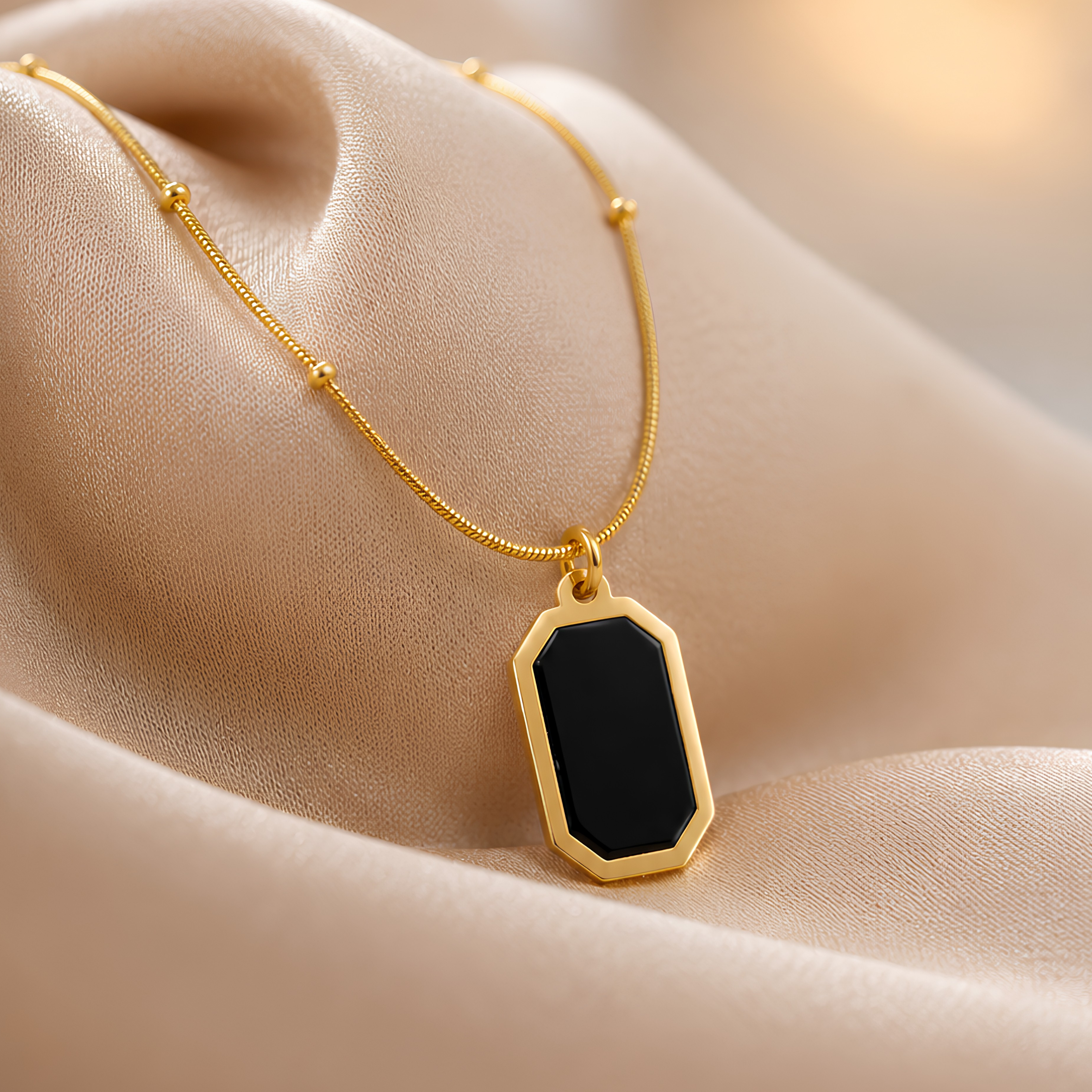 Onyx Tag Pendant Necklace