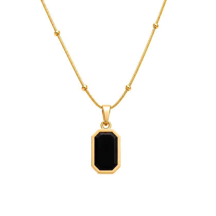 Onyx Tag Pendant Necklace