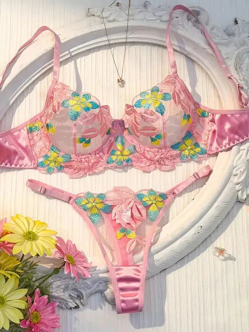Floral Embroidered Net Premium Women's Bra (Limited Stock)