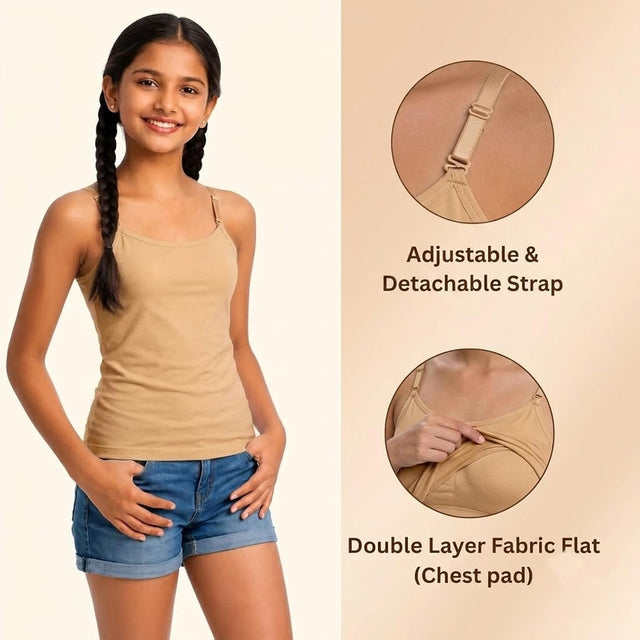Layer Camisoles For Teen Girls | Cover Nipple Buds | Best for School Going Girls | Pack of 3