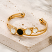Gold Plated Onyx & Pearl Bar Bangle