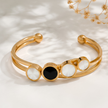 Gold Plated Onyx & Pearl Bar Bangle