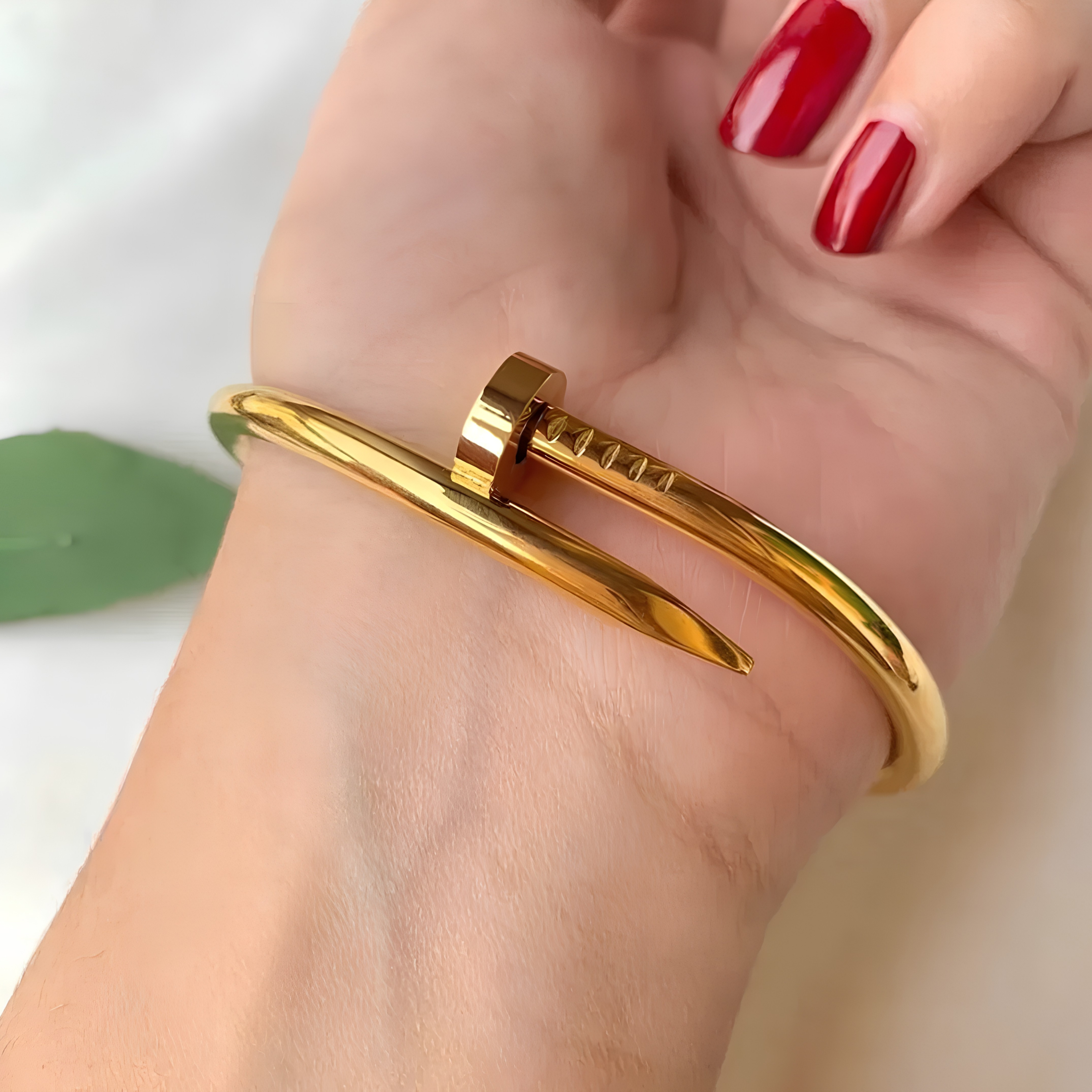 Gold Plated Nail Cuff Bangle
