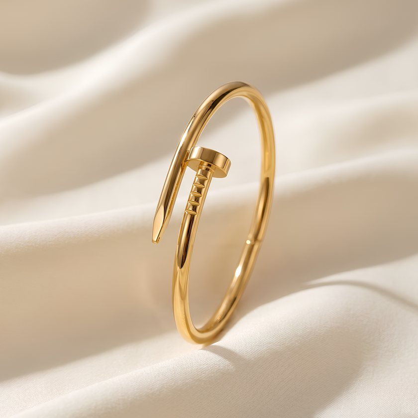 Gold Plated Nail Cuff Bangle