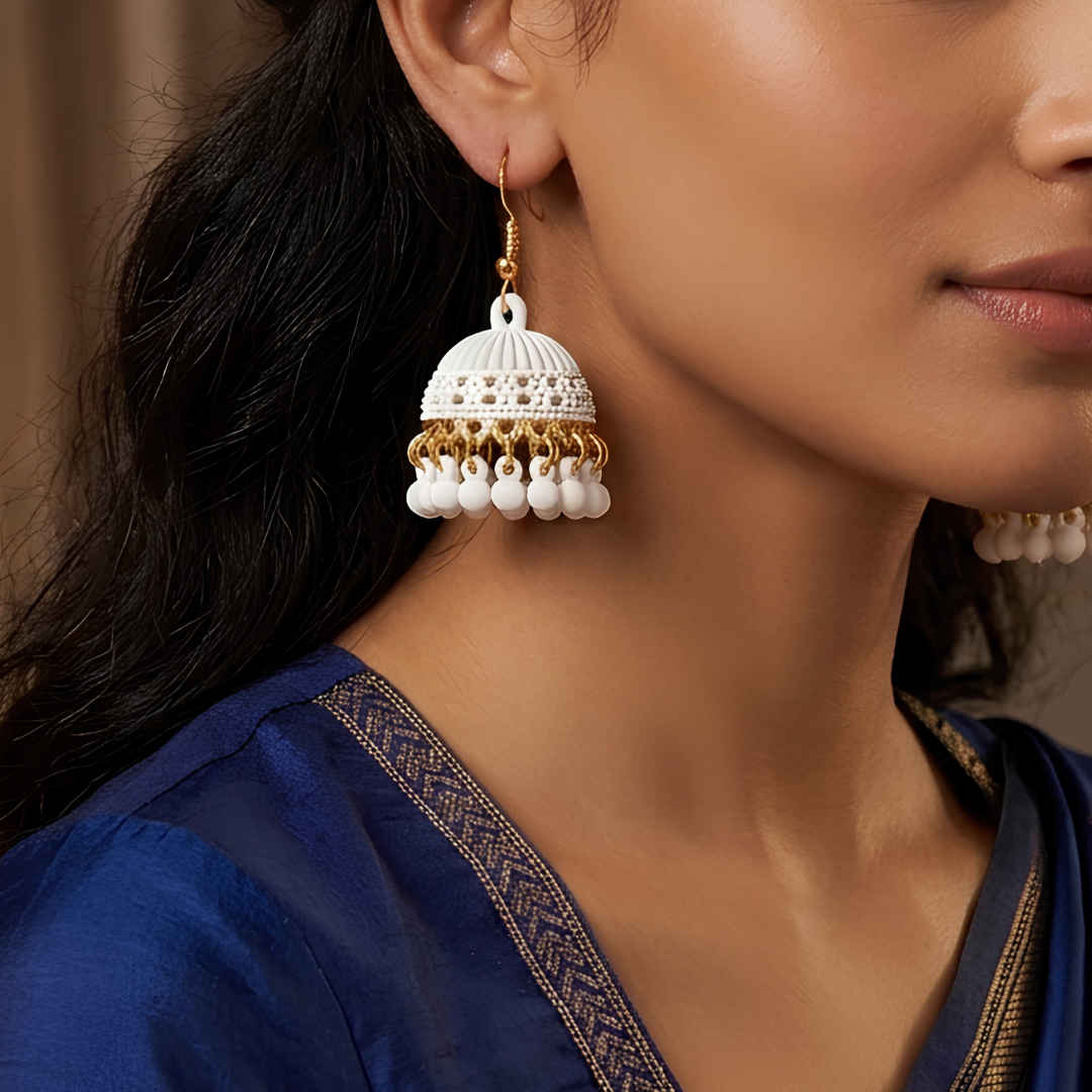 Jhumka Beaded Tassel Drop Earrings