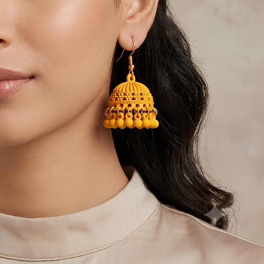 Jhumka Beaded Tassel Drop Earrings