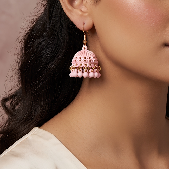 Jhumka Beaded Tassel Drop Earrings