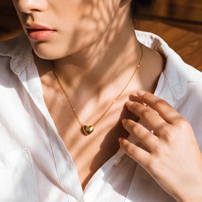 Puffy Heart Charm Necklace