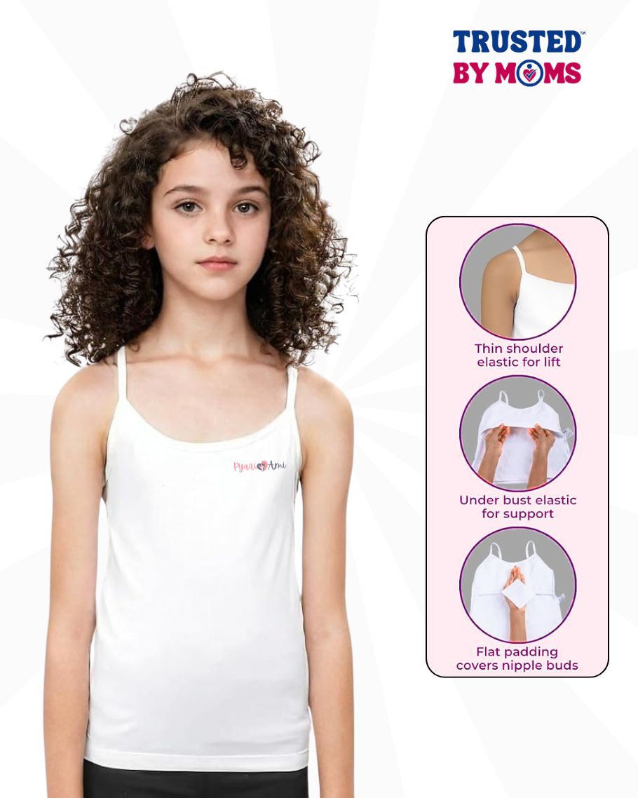 Layer Camisoles For Teen Girls | Pure 100% Cotton | Covers Nipple Buds | Daily School Wear