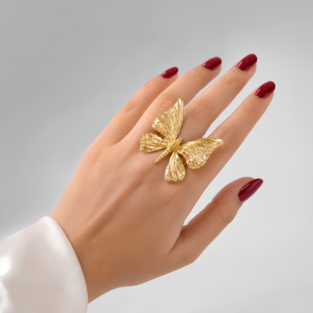Adjustable  Luxury Gold Butterfly Statement Ring