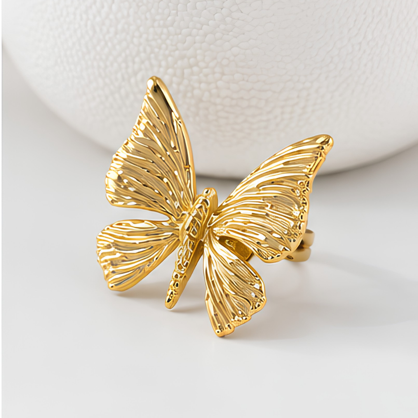 Adjustable  Luxury Gold Butterfly Statement Ring