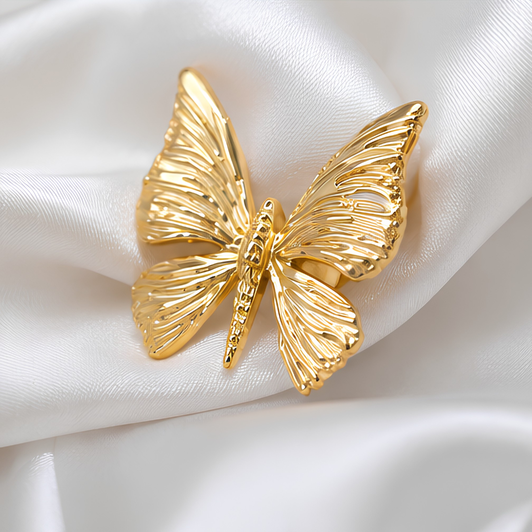 Adjustable  Luxury Gold Butterfly Statement Ring
