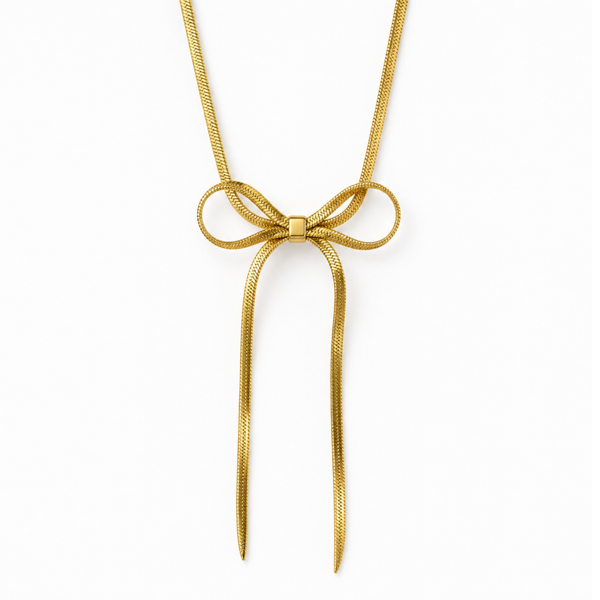 Ruban Bow Tassel Necklace