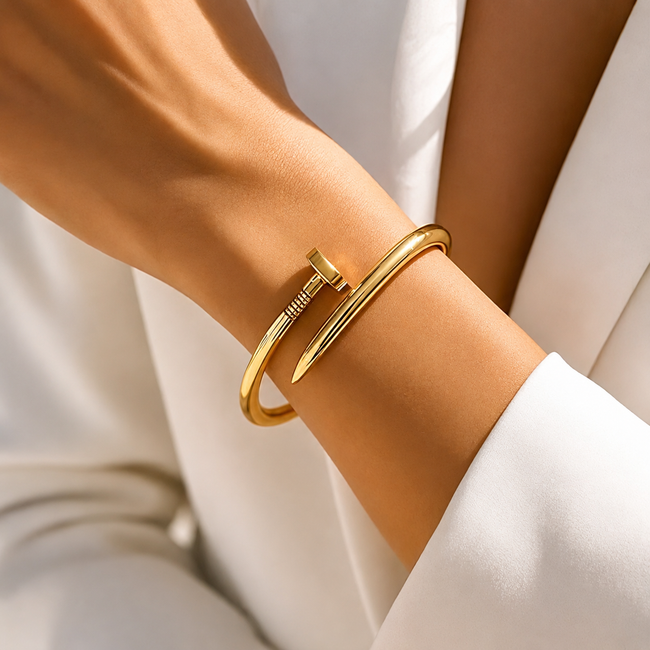 Gold Plated Nail Cuff Bangle