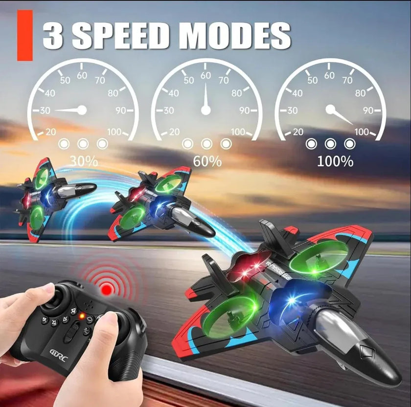 Remote Control Fighter Jet — 360 Degree Stunts with LED Lights